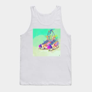 Ice Hockey Skates on Aqua Tank Top